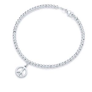 Tiffany & Co Silver Peace Sign beaded bracelet